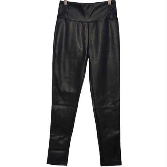 NWT LOVE FIRE Girl's black faux leather leggings - Picture 2 of 12